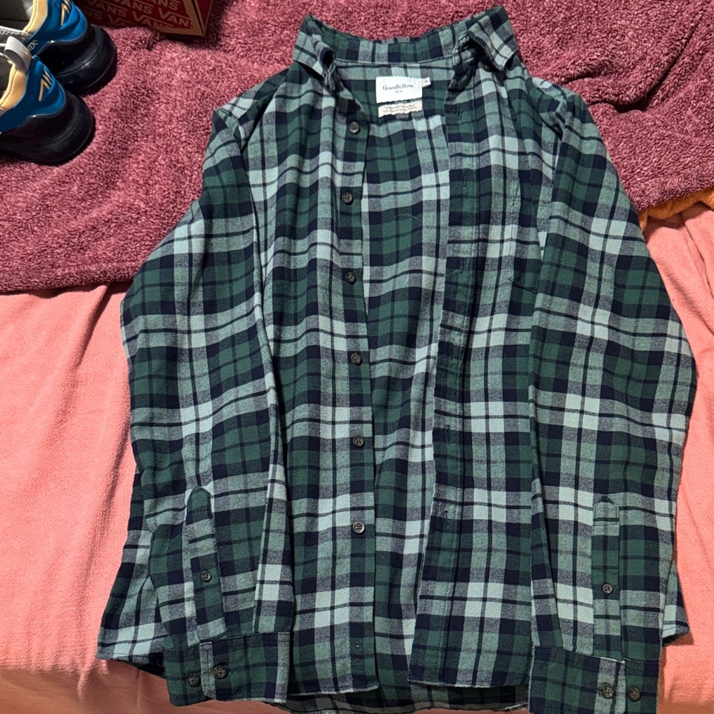 Goodfellow & Co Blue and Green Plaid Shirt